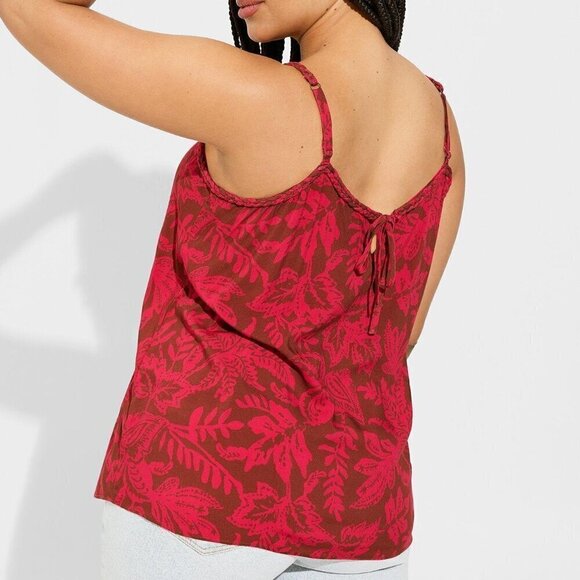Torrid - Challis Braided Sleeveless Tank in Leaves​​​​​​ - Picture 11 of 13